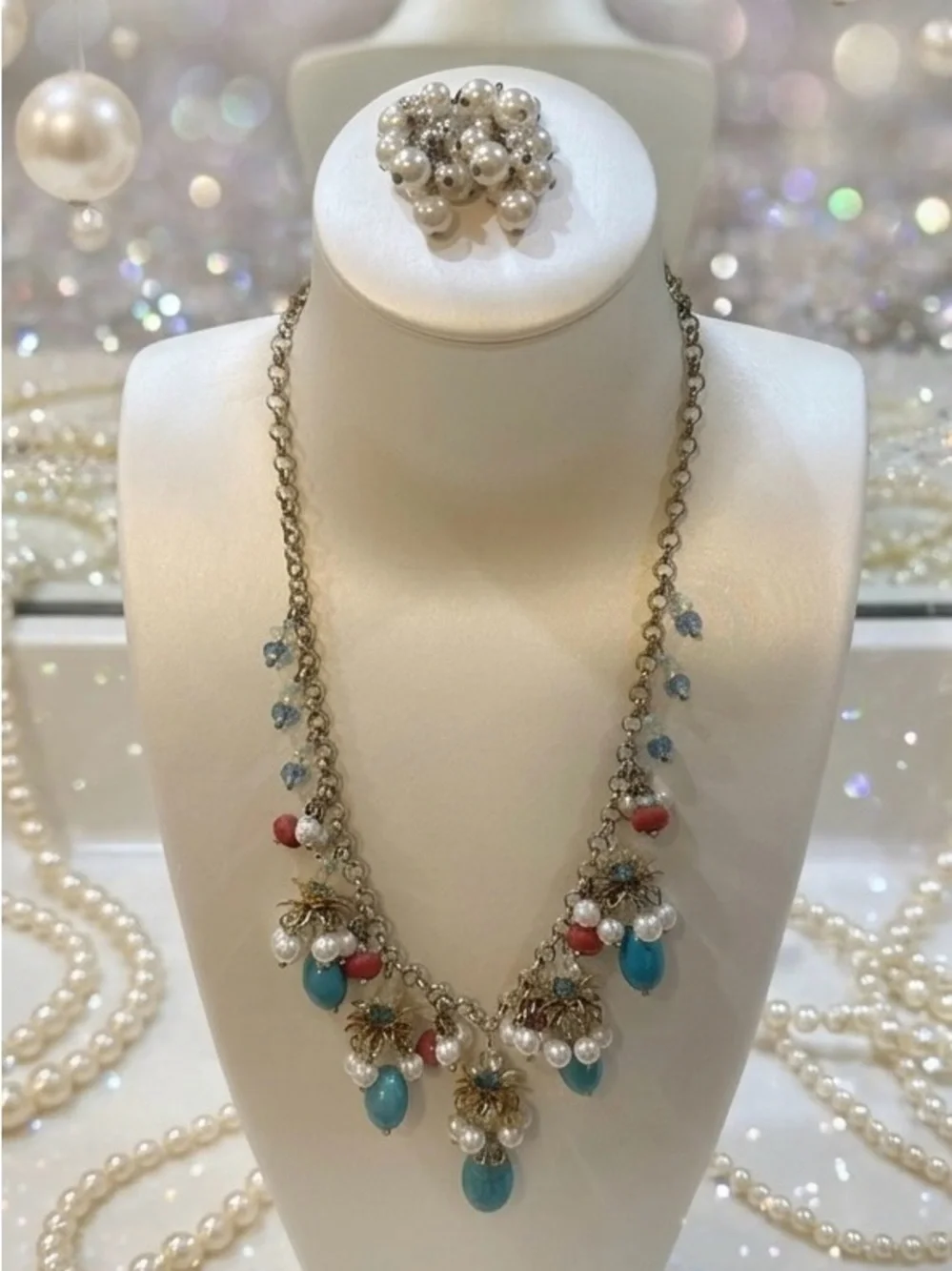 Talbot’s Boho Cluster 16” L Statement Necklace & Matching Earrings Set